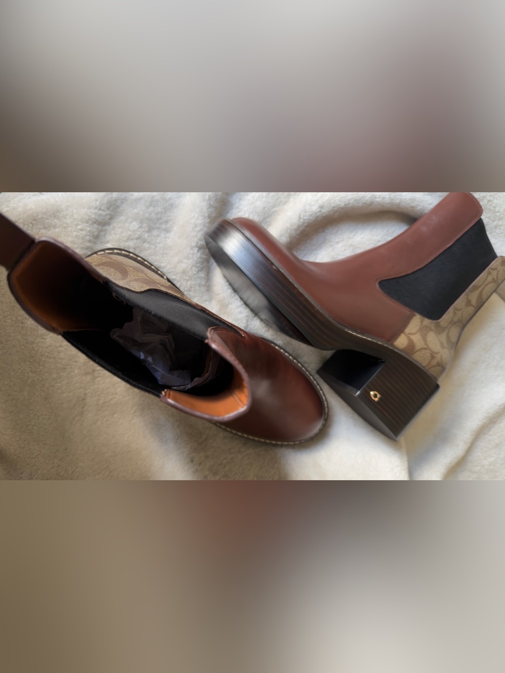 New COACH Kinsley Booties Brown Leather Monogram - Size US 10 / UK 8 / EU 40.5 - Picture 9 of 16